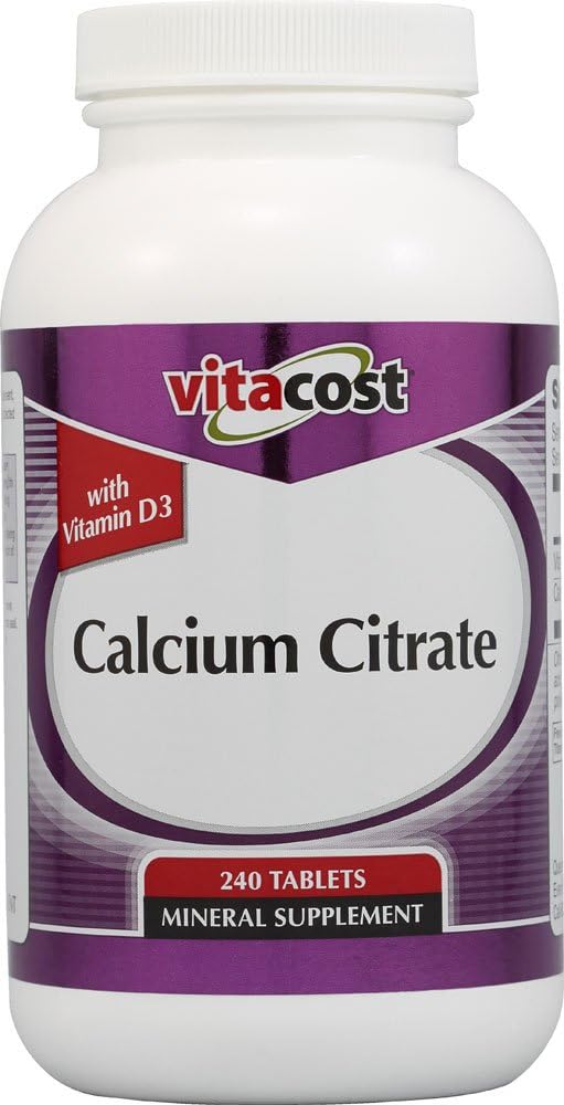 Citrato di calcio Vitacost con vitamina D3-1000 mg per porzione - 240 compresse