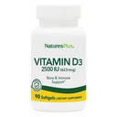 NaturesPlus Vitamin D3 (Cholecalciferol) - 2500 iu, 90 Softgels - Bone Health, Heart Health & Immune System Support Supplement, Biodisponibile Active Form - Gluten-Free - 90 Serve