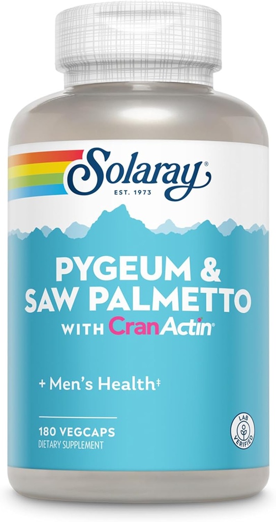 Solaray Pygeum e Saw Palmetto con supplemento di Cranactin, 180 Conte