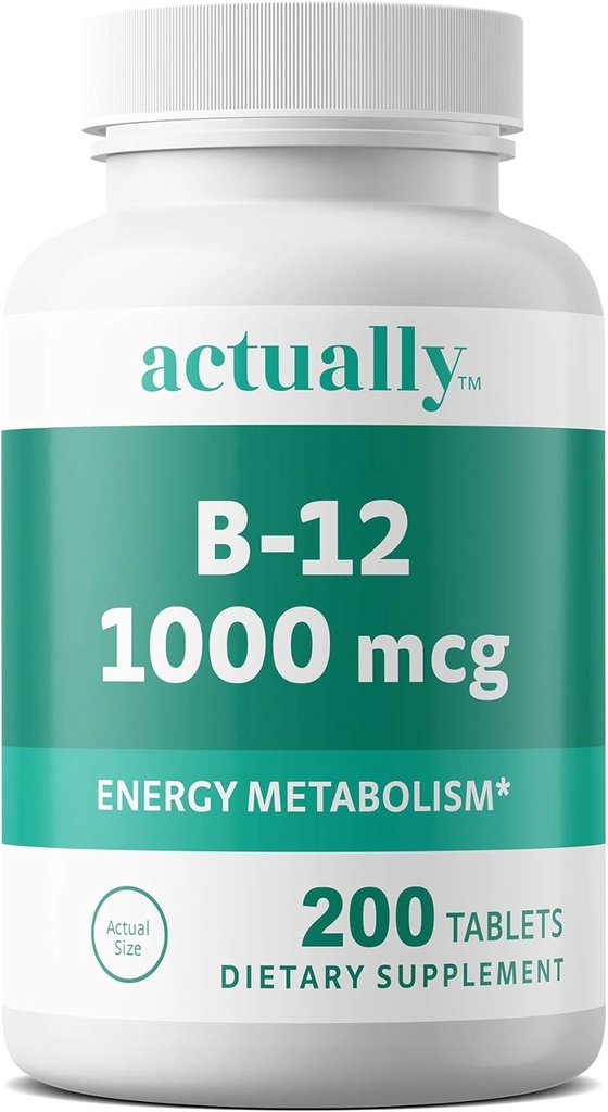 In realtà Vitamina B12 1000mcg compresse 200ct Metabolismo di energia per gli adulti, 200 giorni di alimentazione, 200 conteggio