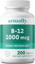 In realtà Vitamina B12 1000mcg compresse 200ct Metabolismo di energia per gli adulti, 200 giorni di alimentazione, 200 conteggio