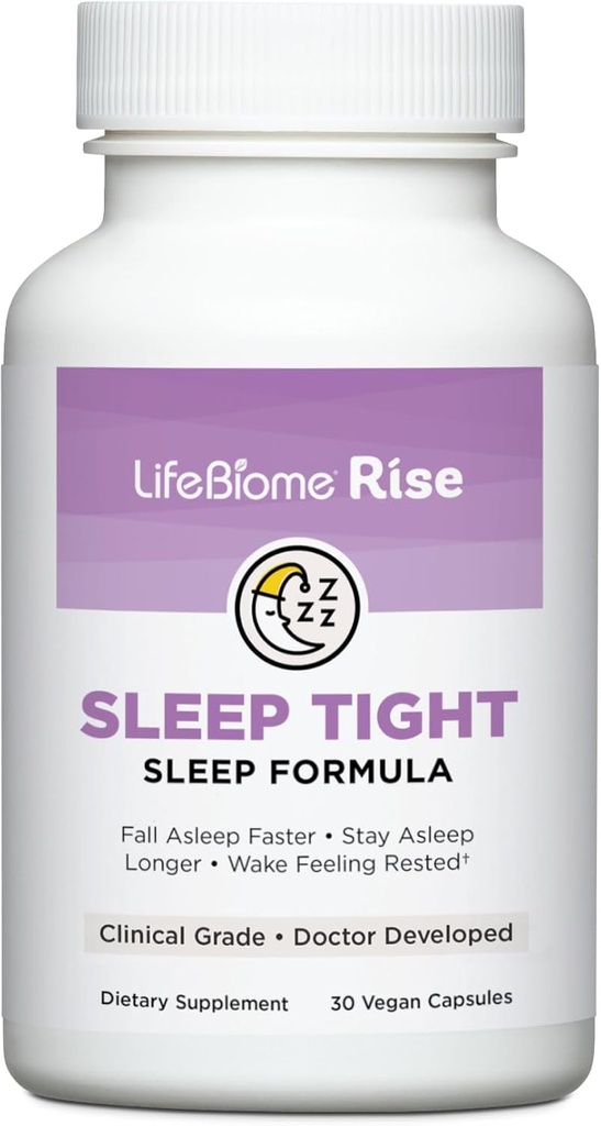 Indicazioni salutari LifeBiome Rise Sleep Tight con Melatonina immediata e estesa-rilascio Plus GABA in Microbeadlets innovativi vi aiuta a vento giù veloce per Zzz profondi e riposanti
