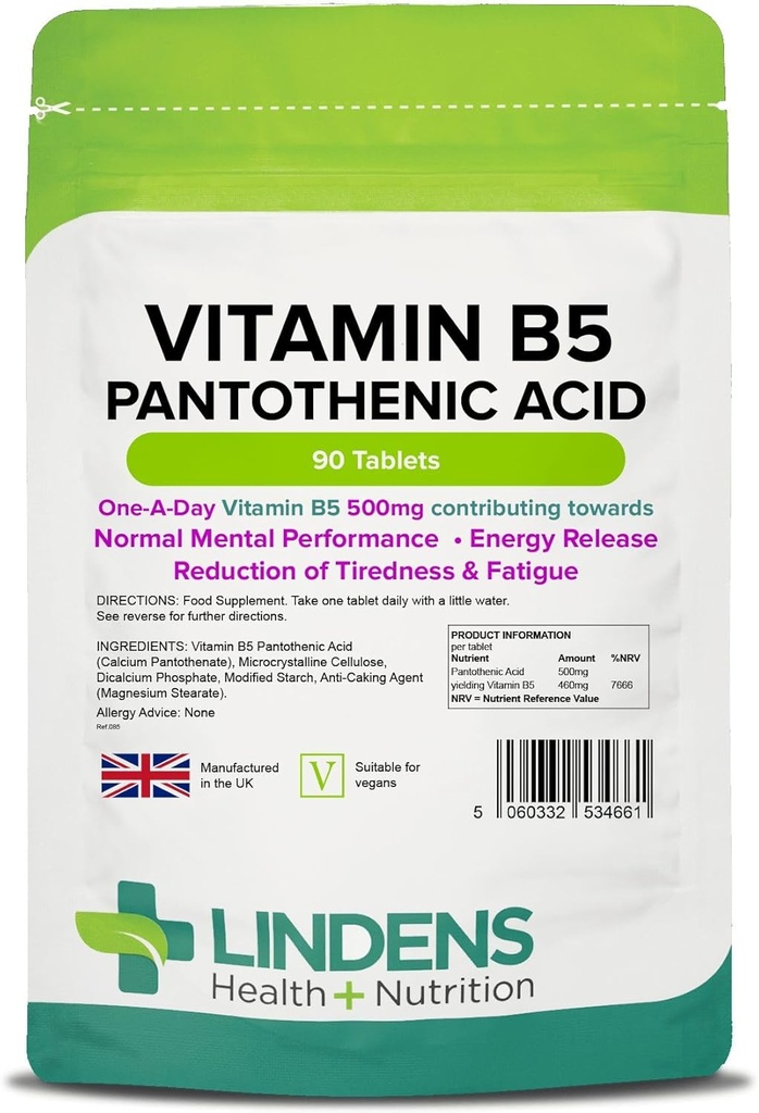 Lindens Vitamina B-5 B5 100 x 460mg compresse (acido pantotenico)