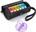 Fullicon PU Case Weekly Pill Box Organiser 2 volte al giorno, Travel 7 Day Pill Boxs, Portable Tablet Organiser con grandi scomparti per la medicina, il farmaco, la vitamina, i supplementi (nero / rainbow)