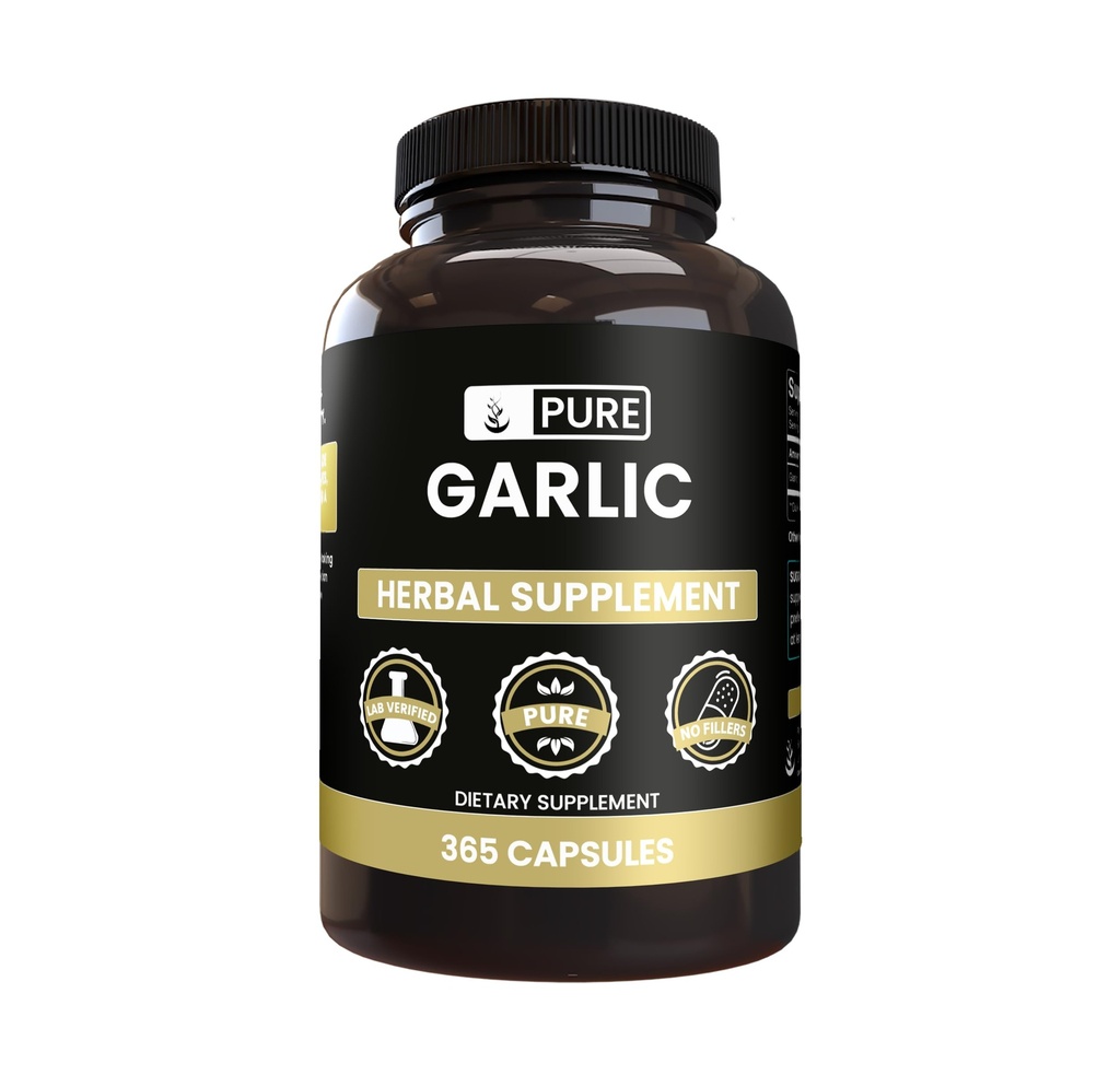 Ingredienti originali puri estratto di aglio (365 capsule) No Magnesio o Filler di riso, Sempre puro, Lab verificato