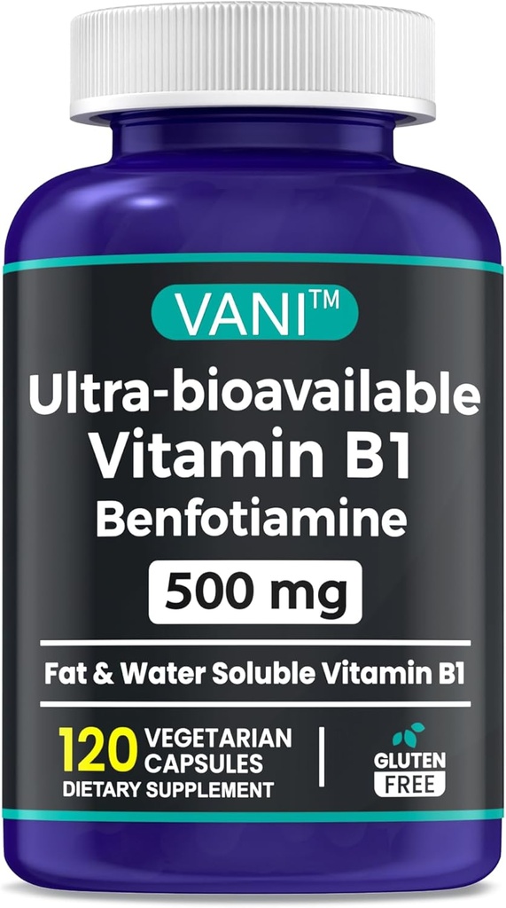 2 in 1 Formula potenziata: vitamina B1 con Benfotiamine 500mg, supplemento solubile grasso di vitamina B-1, 500 mg - 120 capsule (1)