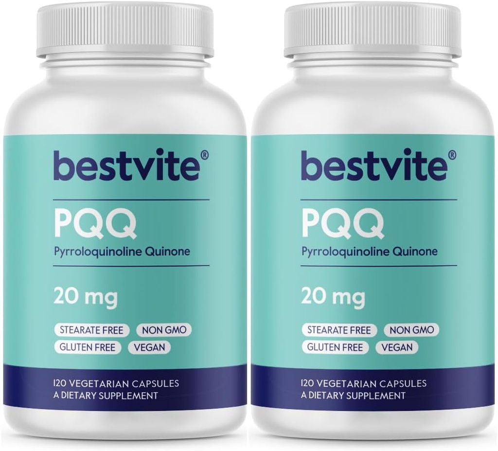 BESTVITE PQQ 20mg (Pyrroloquinoline Quinone) (240 capsule vegetariane) (120 x 2) - No Stearates - Vegan - Non OGM - Gluten Free