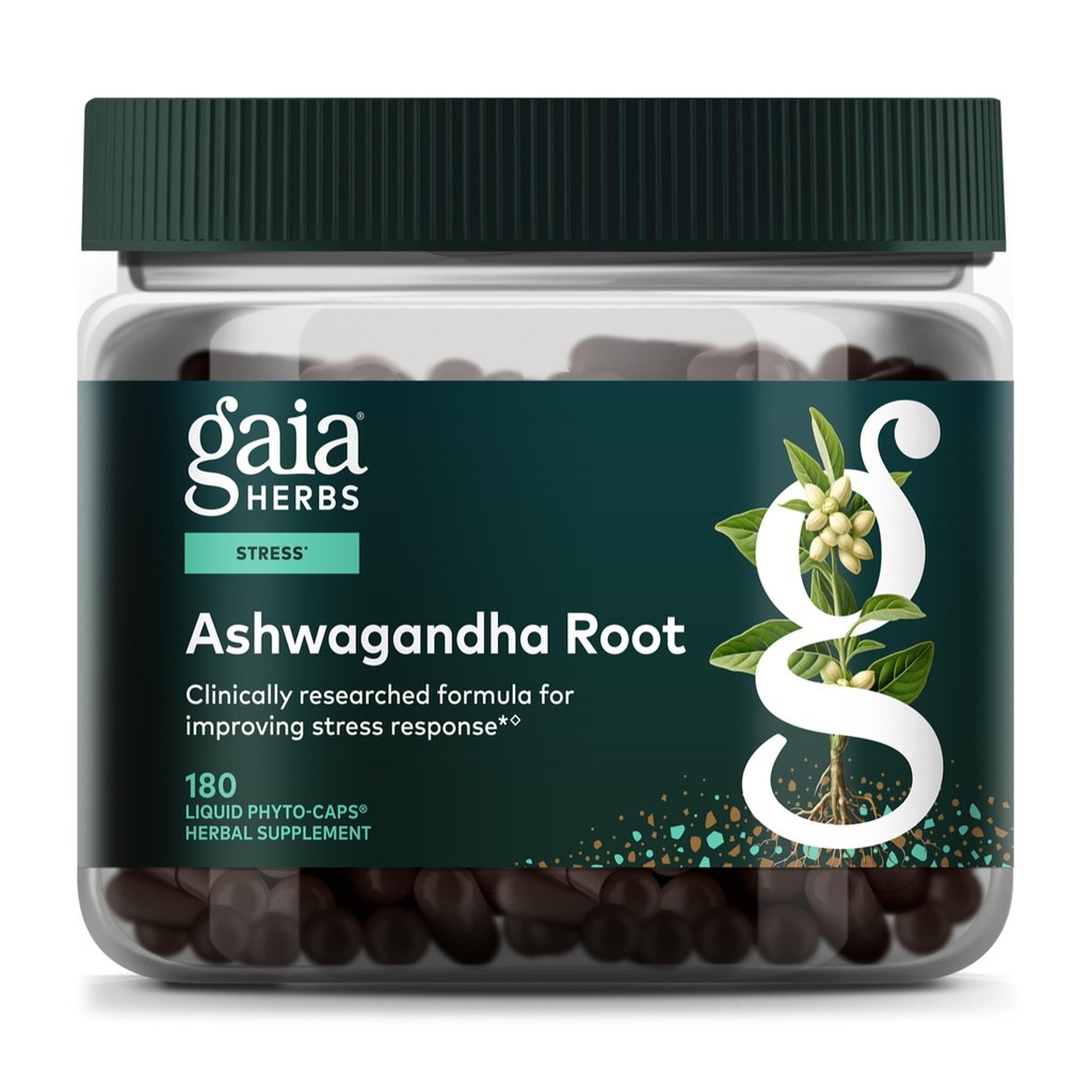Gaia Herbs Ashwagandha Root - Stress Relief & Sleep Support Supplement - Supporti livelli di energia bilanciati & Positive Outlook* - 180 Vegan Liquid Phyto Capsules (90-Day Supply)