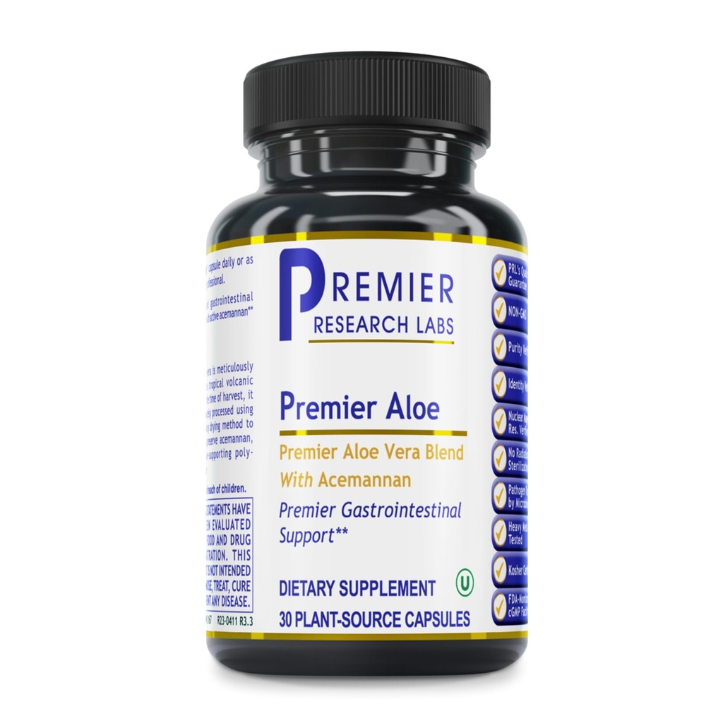 Premier Research Labs Premier Aloe - Aloe Vera Capsules, Aloe Vera Supplement, Acemannan, Aloe Pills for Digestive Health & Immune Support, Aloe Gel Extract Caps - 30 Capsule Vegetariani