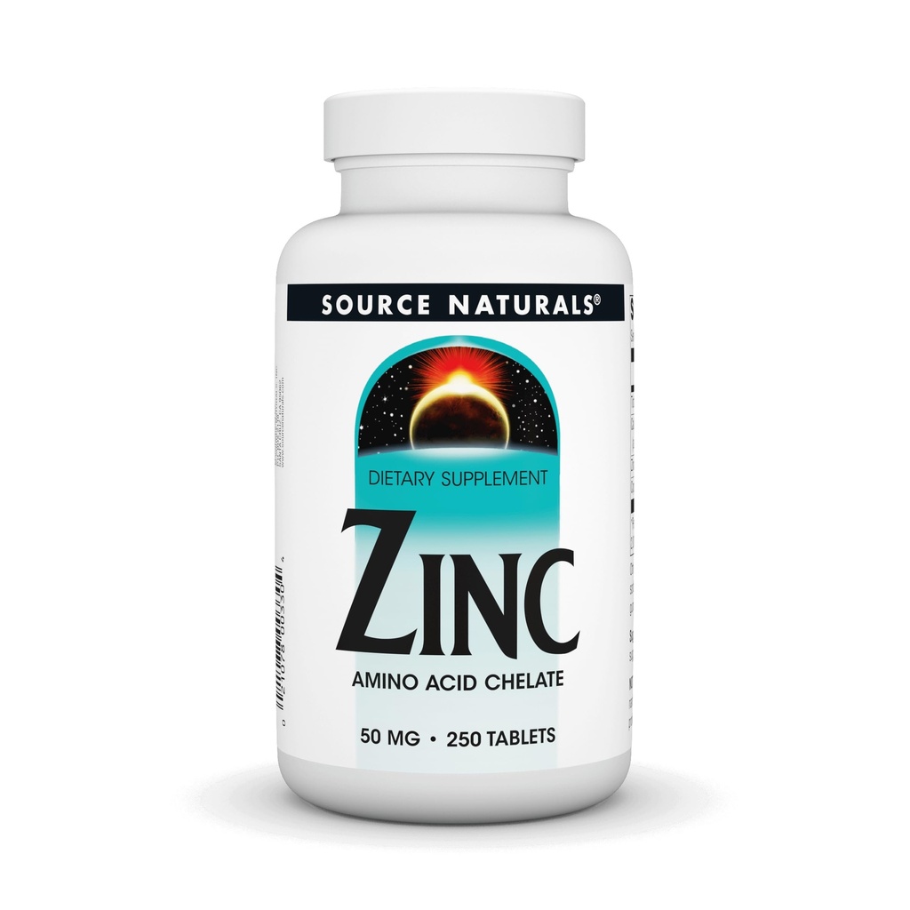Sorgente Naturals Zinco, Aminoacido Chelato - Integratore alimentare - 50 mg - 250 compresse