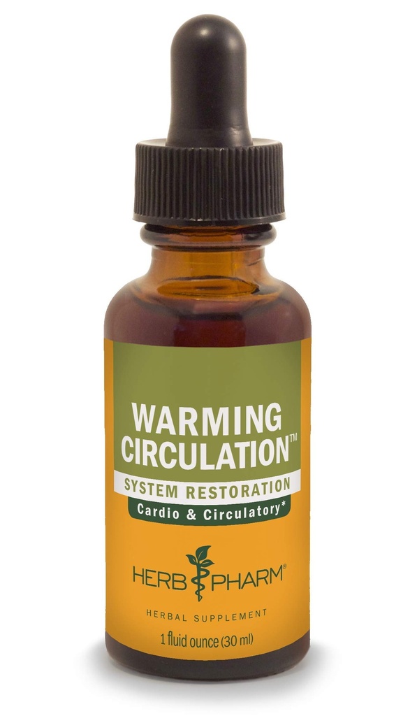 Herb Pharm Warming Circulation Liquid Herbal Formula per il supporto cardiovascolare e circolatorio - 1 oncia (FGINGER01)