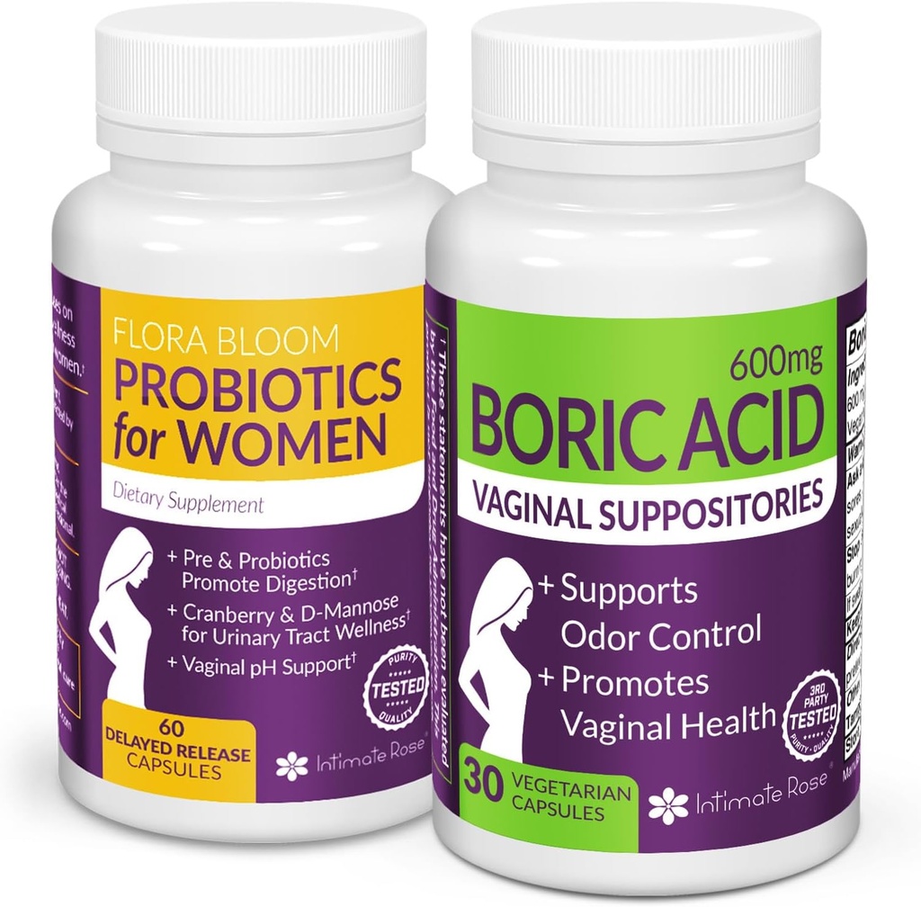 Risparmiare il 10% su Feminine Wellness Bundle – Suppositori di acido borico e Probiotici vaginali per pH Balance & Cura intima
