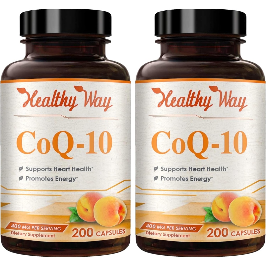 Coenzyme Q10 400mg CoQ10 Supplemento - Una volta Daily Coq 10 400mg capsule in polvere per l'antiossidante e il supporto energetico sano del cuore - Non-OGM Assorbimento rapido Ubiquinone Q10 Coenzyme (200 Servings)