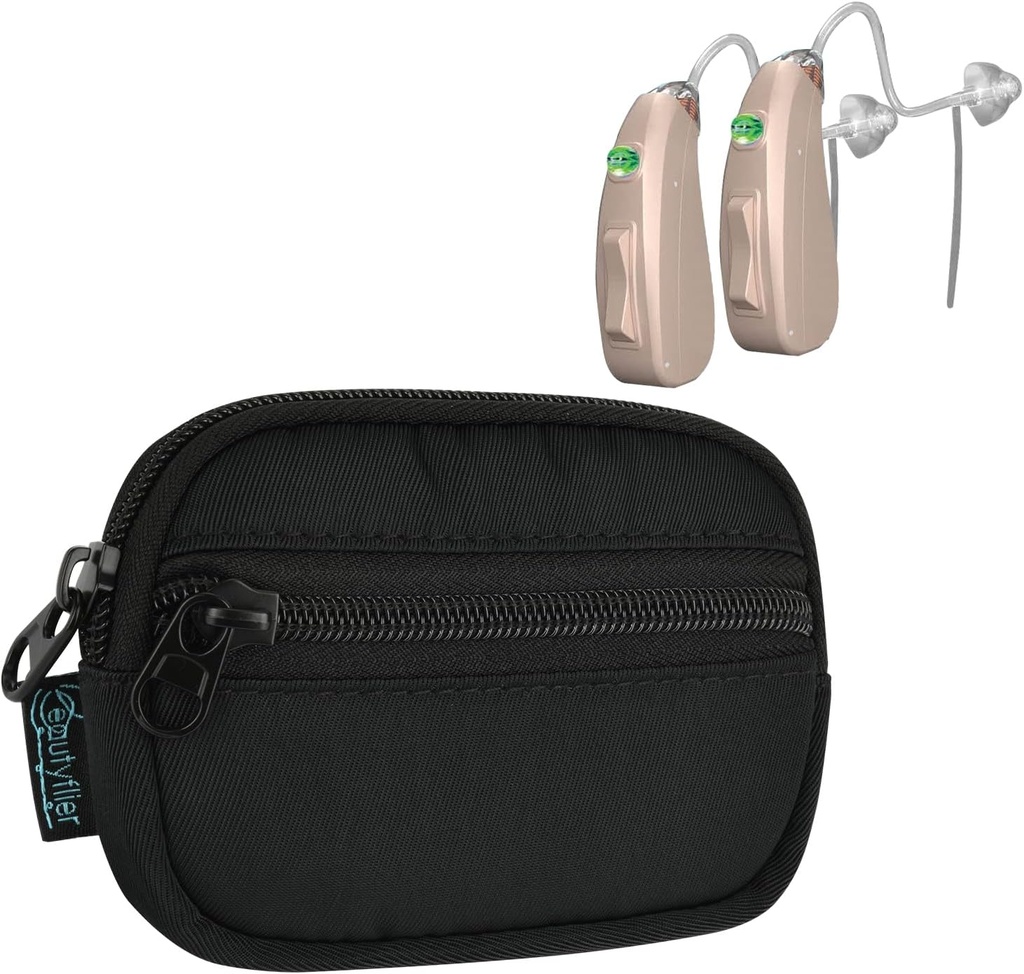 Beautyflier Hearing Aid Pouch, Custodia per apparecchi acustici Tasca Dimensioni, Amplificatore acustico Carrying Storage Bag, Accessori per impianti cocleari, Portafoglio per apparecchi acustici Mini (solo cassa)