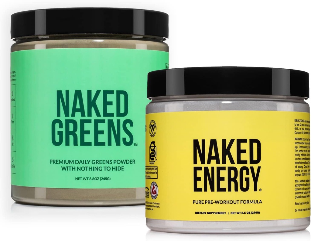 NAKED Vegan Energizing Bundle non aromaed Energy Nutrition Super Greens Powder Organic Greens Supplemento