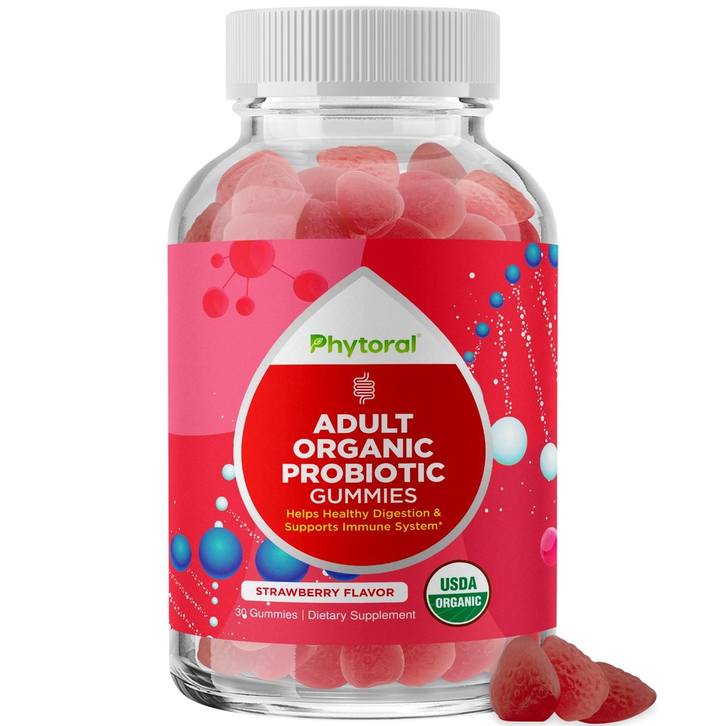 Gummies Probiotici Gut sano per gli adulti - Probiotici organici per Gut Health Upset Stomach Relief e Supporto Immune - Digestivo Salute Chewable Probiotic Gummies per le donne e gli uomini - 5 miliardi di CFU