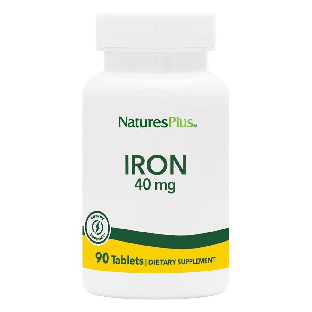 NaturesPlus Iron - 40 mg, 90 compresse - Vegetariano, Senza glutine - 45 porzioni
