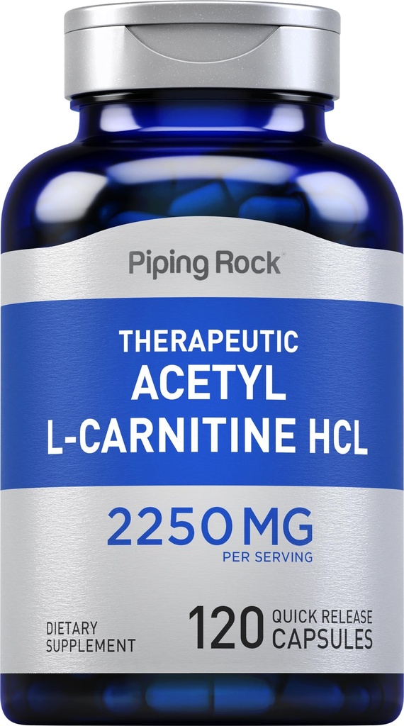 Piping Rock Acetyl L-Carnitine HCL | 2250mg | 120 capsule | Supplemento terapeutico | Non-GMO, Gluten Free