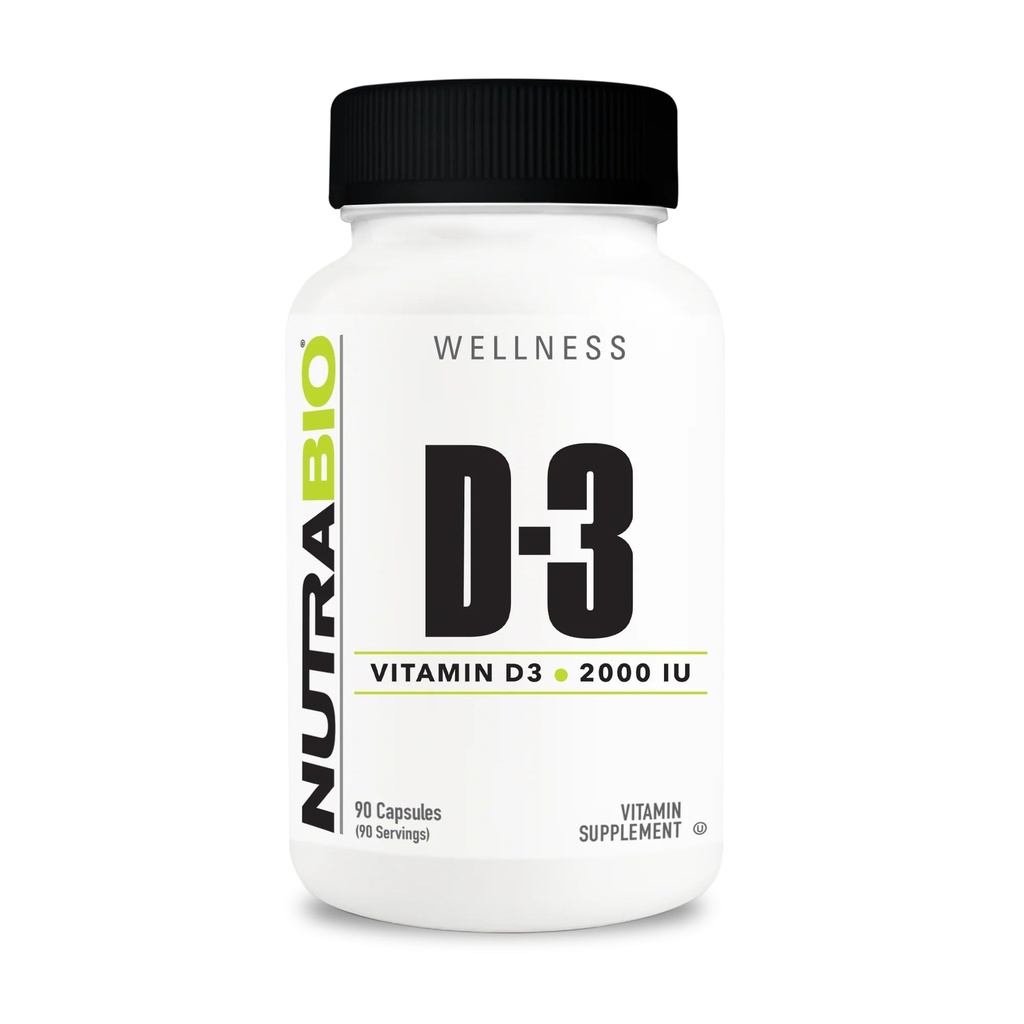 NutraBio Vitamina D (2000 IU), Supporto Immune - 90 capsule vegetali