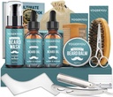Kit di barba, Kit da toilette per uomo W/Straight Razor,2 PACK Beard olio, Lavare, Balm, Spazzola, Pettini, Forbici regalo di Natale di compleanno per gli uomini Boyfriend Husband Beard Trimming Shaving Kit