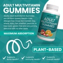 Gummie multivitaminiche a base vegetale, Multivitaminici giornalieri per uomini e donne con vitamine A, C, D, E, B-3, B-6, B-12, Biotina, inositolo, Non OGM, Gluten Free, 60 Conte (30 giorni di alimentazione)