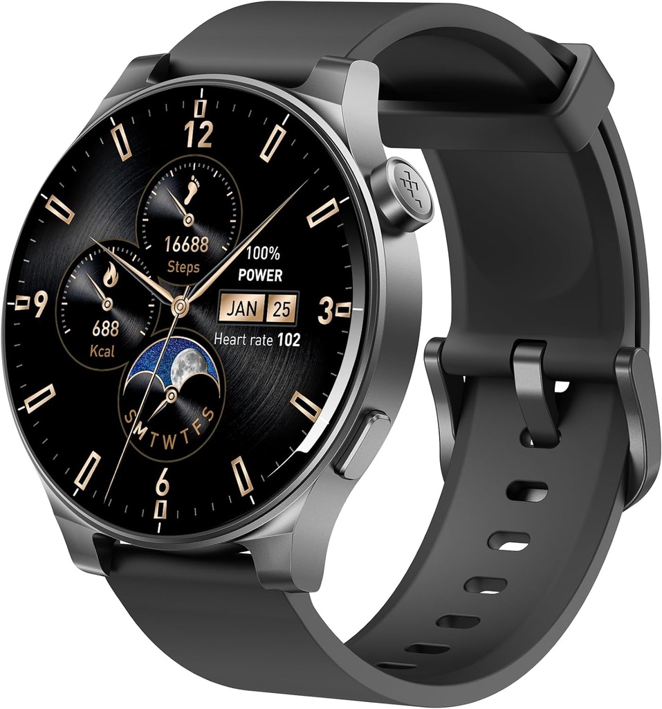 TOZO AMOLED S5 Smart Watch (Answer/Make Calls), schermo HD da 1.43" per le donne 100+ Sport Modes Fitness Watchs with Sleep Monitor, IP68 Impermeabile, Cinturino in silicone nero