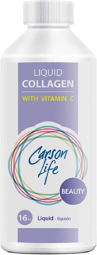 Carson Life Liquid Collagen con Vitamina C - 16 Oz - per Anti Aging, Hair Skin e Nails - Supporto Immune - Rejuvenate Skin - Made in Italy