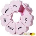 MOLN HYMY Grande organizzatore di pillole settimanali, Girly Pill Box 7 giorno, viola Pink Daily Vitamin Holder per olio di pesce / medicina / materie prime