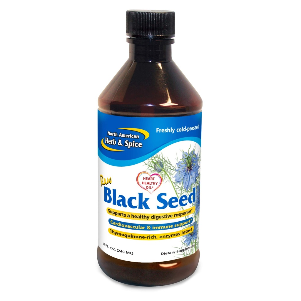 North American Herb & Spice Black Seed Oil - 8 fl. oz. - Cardiovascolare, Digestivo & Immune Support - Contiene Wild, Mediterraneo Oreganol P73 Olio di origano - Non-GMO - 48 Total Servings