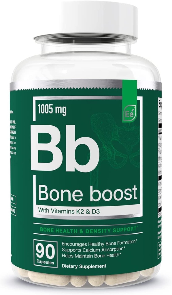 Elementi essenziali Bone Boost Bone Salute Supplemento - Bone Supporto e Calcium Supplemento con vitamina D 3, K2, Cissus Quadrangularis per Bone Forza - 90 capsule (30 giorni di alimentazione)