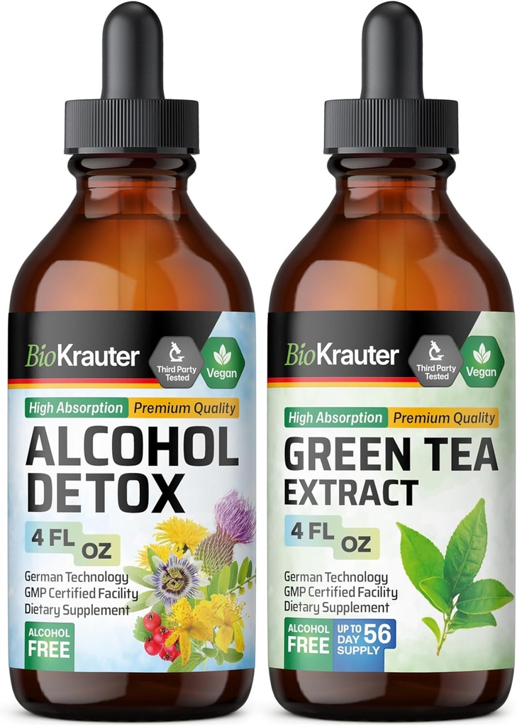 BIO KRAUTER Alcohol Detox Tincture 4 Fl. Oz. & Estratto di tè verde Tincture 4 Fl. Oz.