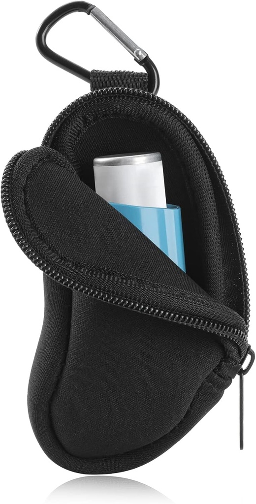 Asthma Inhaler Holder Proteggi la borsa portatile Carrying Holder Neoprene Viaggi Inhaler Mini Bag per L-Shaped Inhaler, Inhaler Non incluso (nero)