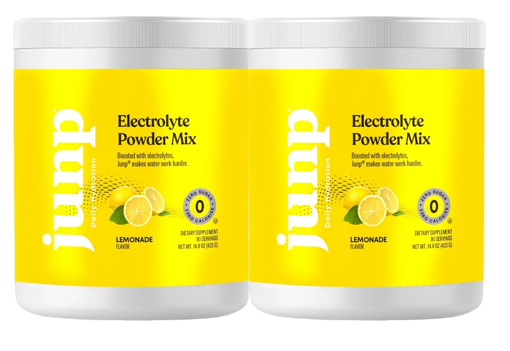 JUNP Electrolytes Powder No Sugar No Carbs – Fresco Spremuto Limonata Miscela Bevanda - Potassium & Salt Electrolyte Polvere di Idratazione Zero Calorie Zucchero Polvere Elettrizzante, Keto Friendly, 180 Serve