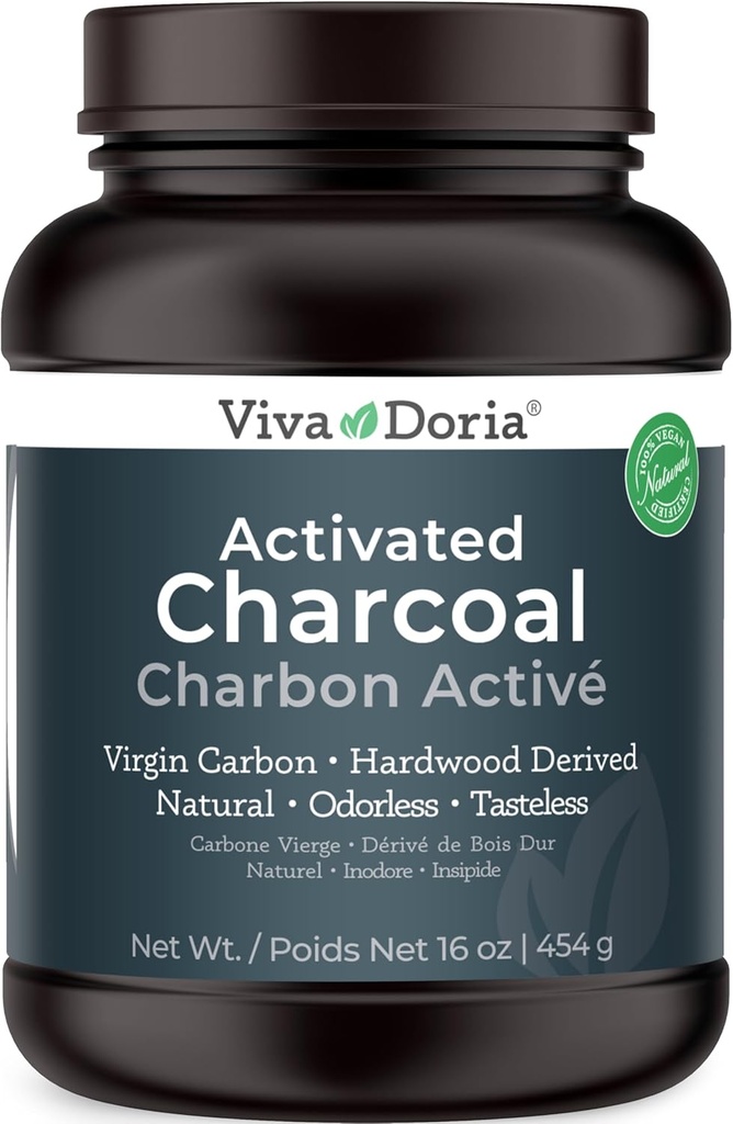 Viva Doria Vergine attivato polvere di carbone, legno disidratato, Grado di cibo, 16 Oz (1 Pound)