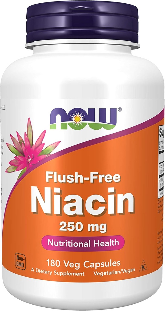 Niacin, FLUSH GRATIS 250 mg, 180 Caps by Now Foods (Pack of 3)