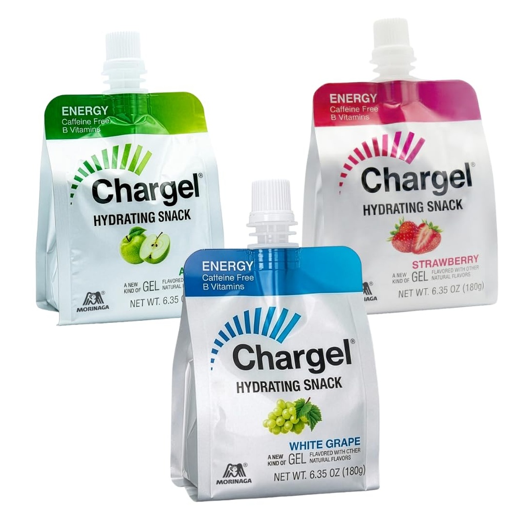 Chargel Valore Varietà, Caffeina-Free Gel Energia istantanea In esecuzione, Biking, Allenamento, Escursionismo Essentials per Donne & Uomini, Regali per Runners - Carbs Vitamins, Gluten Free - Confezione da 18 Gel - 6.35oz Ogni