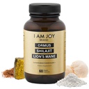 I Am Joy co. Ormus Shilajit Lion's Mane - Ultimate Brain Power! Monoatomic 24k Gold - L'unica miscela del suo genere per energia, memoria, & Focus - 60 Vegan Capsule
