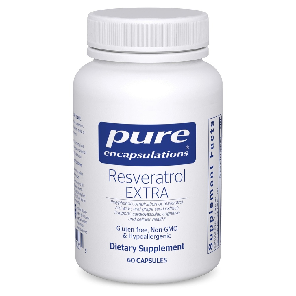 Pure Encapsulations Resveratrol EXTRA - 100 mg Trans-Resveratrolo - Per la sana funzione cellulare e cardiovascolare* - Antiossidanti Supplemento - Non-GMO & Gluten Free - 60 capsule