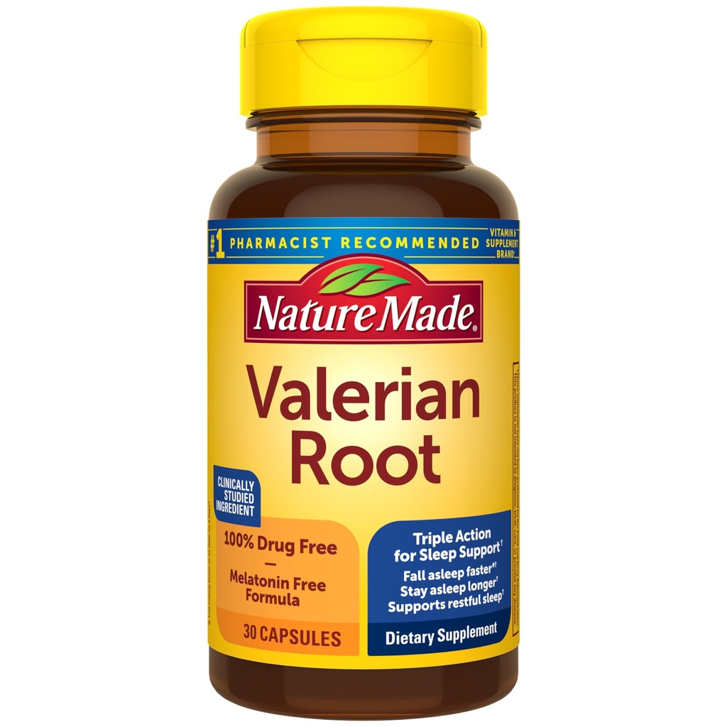 Natura fatta radice di valeriana per il sostegno del sonno, Melatonin Free Sleep Aid per gli adulti, 30 capsule di radice di valeriana, 30 giorni di alimentazione