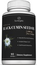 Sunergetic Premium Black Cumin Seed Oil Softgels – 1.000 mg di olio di semi neri per la sega – Non OGM Cold Pressed Nigella Sativa – Include Thymoquinone & Omega’s - 90 Softgels