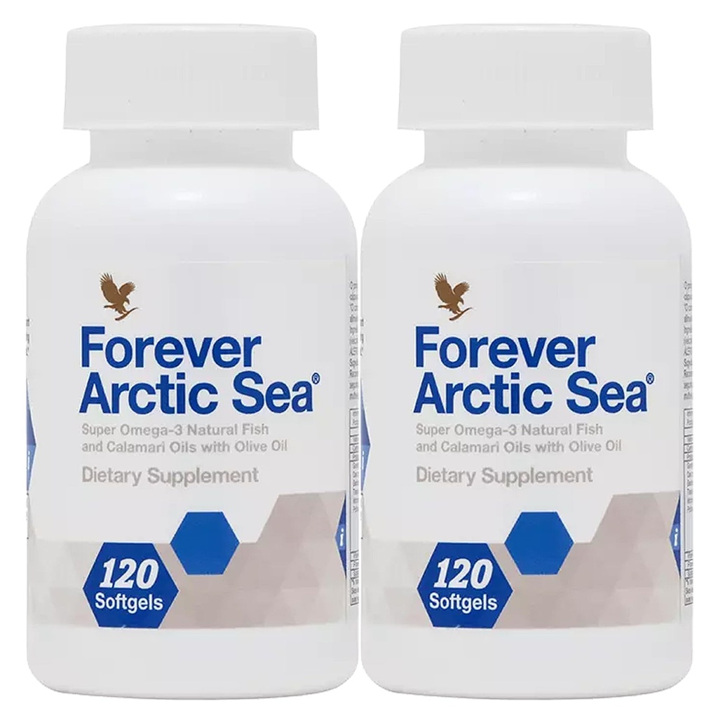 Forever Living - Arctic Sea Omega-3 Supplement - EPA e DHA Blend per il cuore, il cervello e la salute degli occhi - senza glutine - 240 Softgels (Pack of 2)