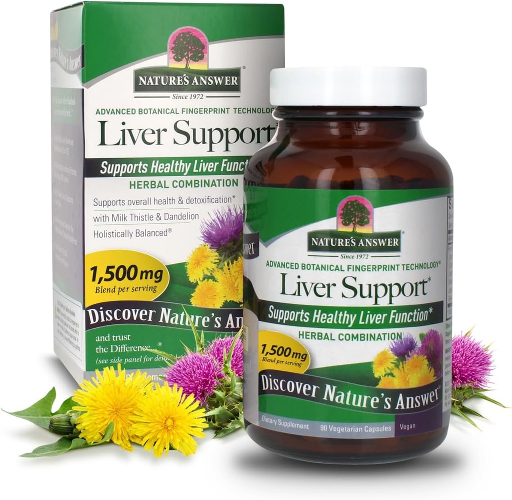 Supporto per fegato di risposta della natura | Combinazione di erbe con cardo di latte & Dandelion | Integratori alimentari | Promuove la funzione di fegato sano | Kosher Certificato, Vegetariano e Vegan 90 capsule