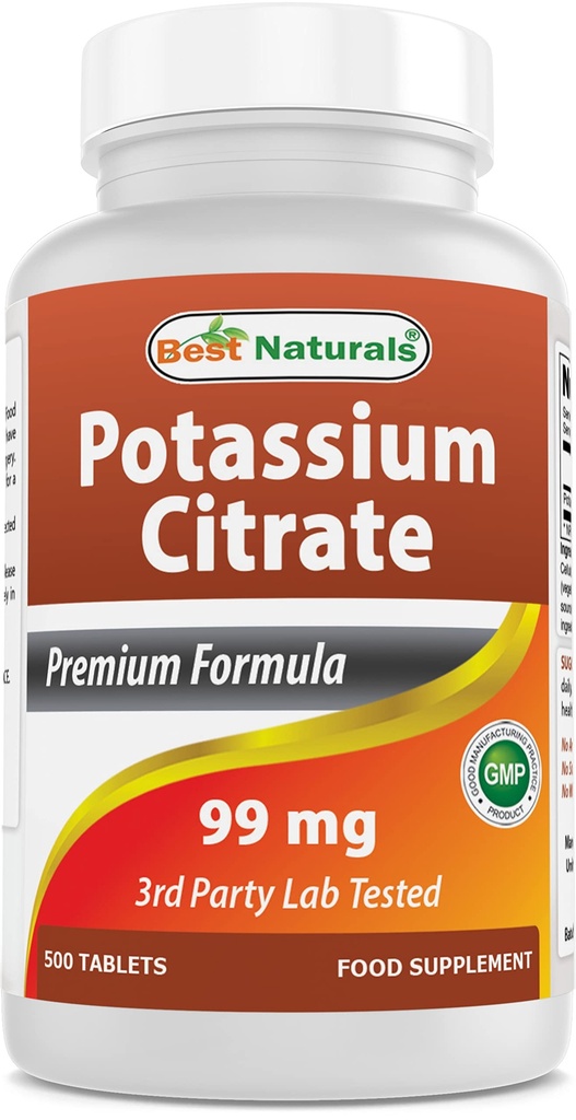 Migliori naturali Citrato di potassio 99mg 500 compresse - Laboratorio di terze parti testato