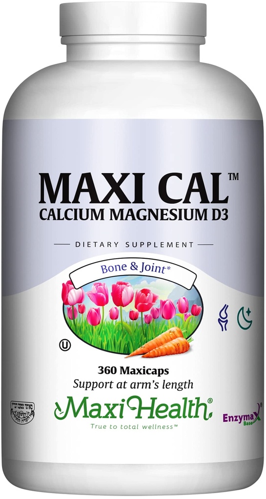 Maxi Salute Calcium 1000 mg Supplemento con vitamina D3 (1000 UI) e Magnesio (500 mg) - Bone, denti e supporto congiunto per uomini e donne - 360 capsule - Maxi Cal