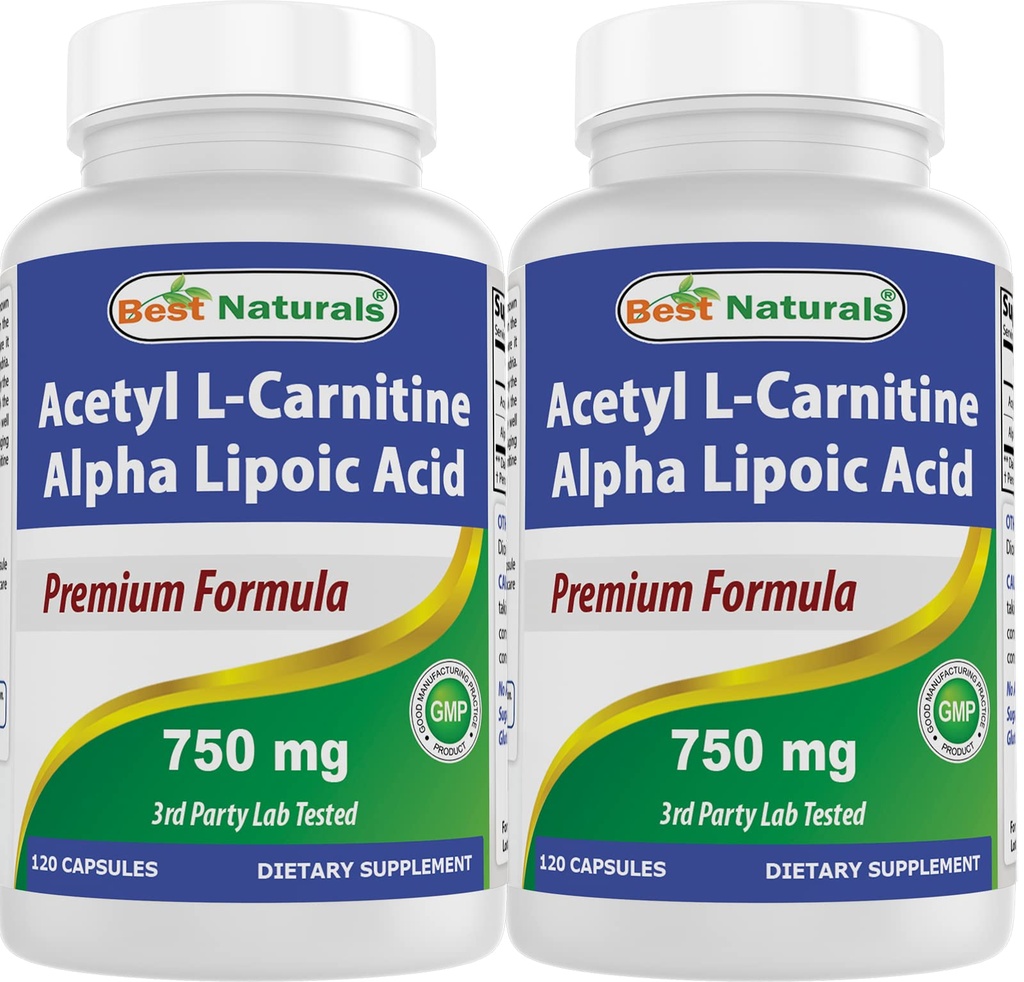 Best Naturals Acetyl L-Carnitina e Alpha Lipoic Acid 750 mg 120 capsule (120 conte (Pack of 2))