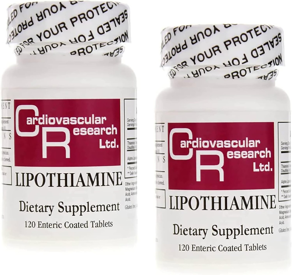 Ricerca cardiovascolare Lipothiamine B1 Supplemento 240 compresse - Vitamina B1 Ora con acido lipoico alfa - 2 X 120 Conte