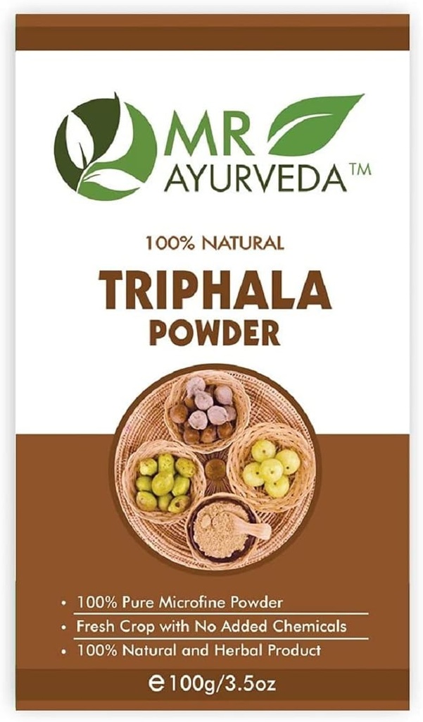 Polvere di Triphala pura di Eleven Zone 100 | Polvere di Triphala per pelle | Polvere di Triphala Organic | Polvere di Triphala per capelli | Polvere di Triphala per il viso | Nessun prodotto chimico aggiunto, 100 grammi