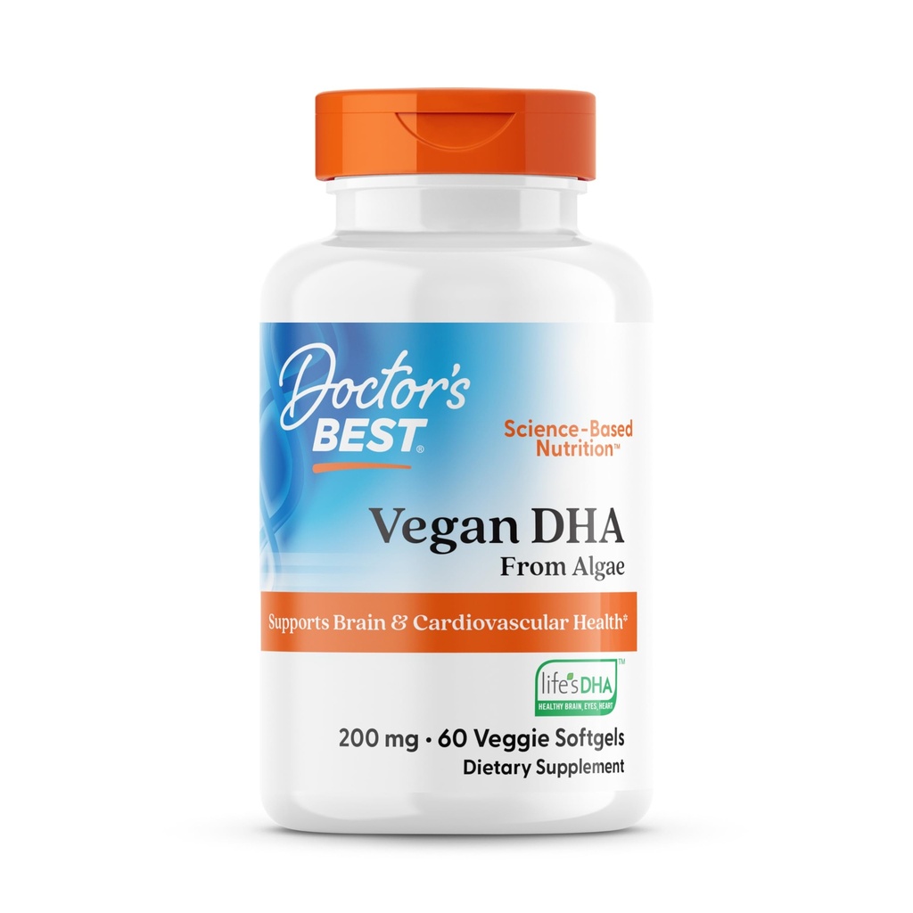 I medici migliori DHA vegano da alghe, Supporta la salute cerebrale e cardiovascolare, Non-OGM, Senza glutine, Soia Free, Vegan 60 Veggie Softgels