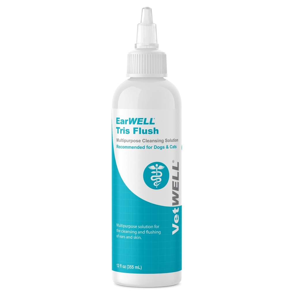 Soluzione e trattamento dell'infezione dell'orecchio del cane di VetWELL per cani e gatti, gocce del detergente otico di Tris aiuta a eliminare l'odore e le infezioni del sollievo - 12oz