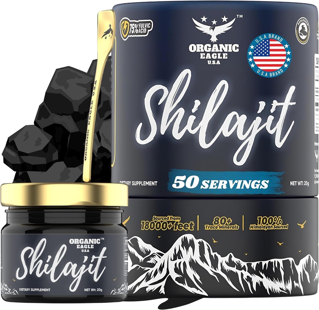 Himalayan Organic Shilajit | 50 Serve | Energia Naturale e Immunity Booster per Uomini e Donne con 80+ Minerali di Trace Essential & 75%+ Acido Fulvico | 100% Pure | con Lab Test Report